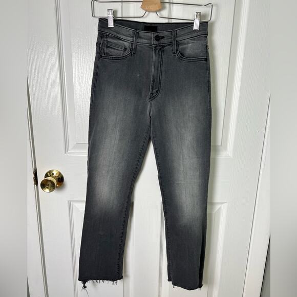Mother Cotton The Insider Crop Step Fray Jeans Dancing in The Moonlight Gray 26 - Picture 2 of 11